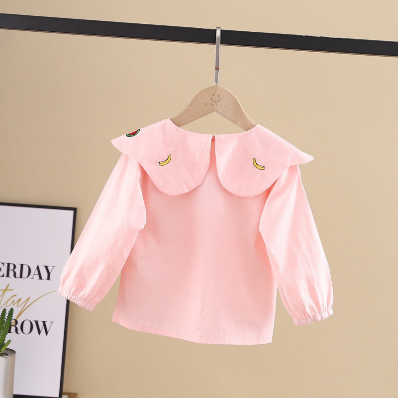 Cămașă de copii din bumbac cu mâneci lungi; model solid; potrivită pentru primăvară și toamnă; pentru vârsta 3–8 ani; stil lejer.