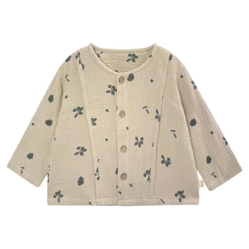 Cămașă pentru copii și bebeluți, neutru din punct de vedere al sexului, mânecă lungă, amestec poliester-bumbac 50/50, potrivită pentru nou-născuți 0–12 luni, primăvară și toamnă