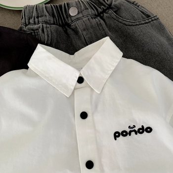 Cămașă de copii, stil coreean, guler rever, 100% bumbac, pentru băieți 3–8 ani