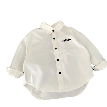 Cămașă de copii, stil coreean, guler rever, 100% bumbac, pentru băieți 3–8 ani