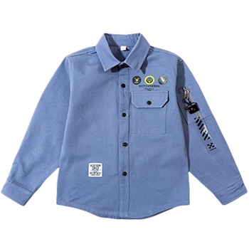 Cămașă pentru copii, cu guler rever, mâneci lungi, 75% bumbac, model litere, primăvară–toamnă