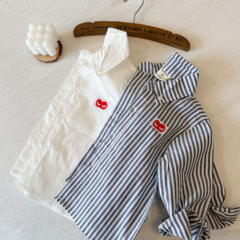 Cămașă pentru copii cu mâneci lungi, guler tip lapel, bumbac, pentru 3–8 ani, primăvară și toamnă 2025