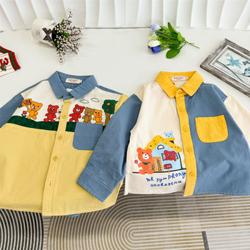 Cămașă pentru copii în stil japonez, mâneci lungi, model desene animate, 90% bumbac