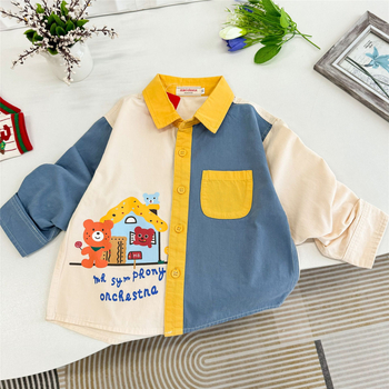 Cămașă pentru copii în stil japonez, mâneci lungi, model desene animate, 90% bumbac