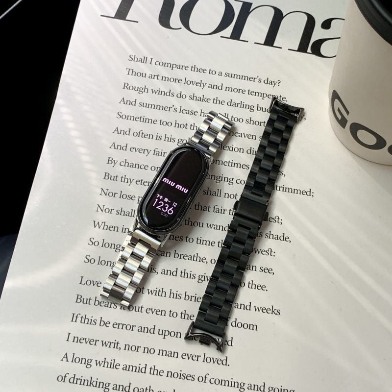 Brățară pentru Xiaomi Mi Band 10/9/8 cu NFC – versiune ceramică, trei curele din oțel