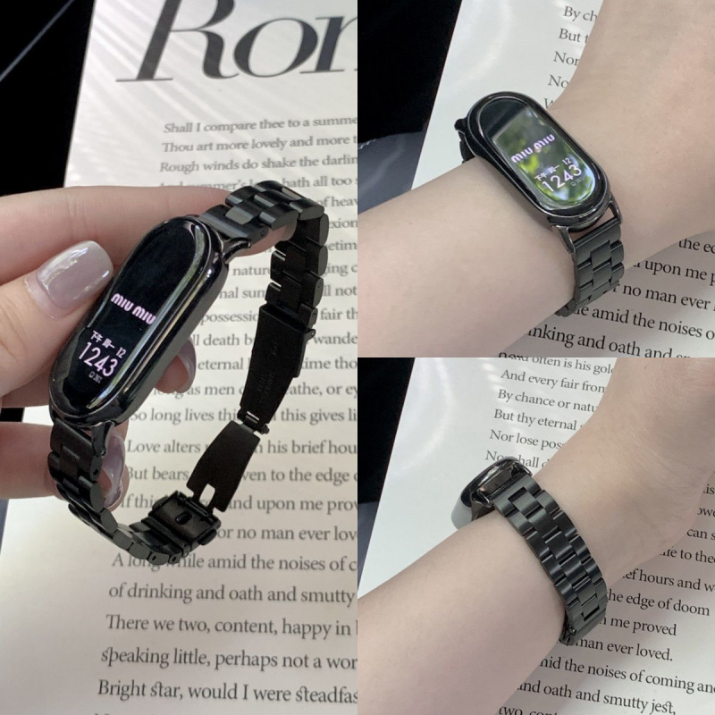 Brățară pentru Xiaomi Mi Band 10/9/8 cu NFC – versiune ceramică, trei curele din oțel