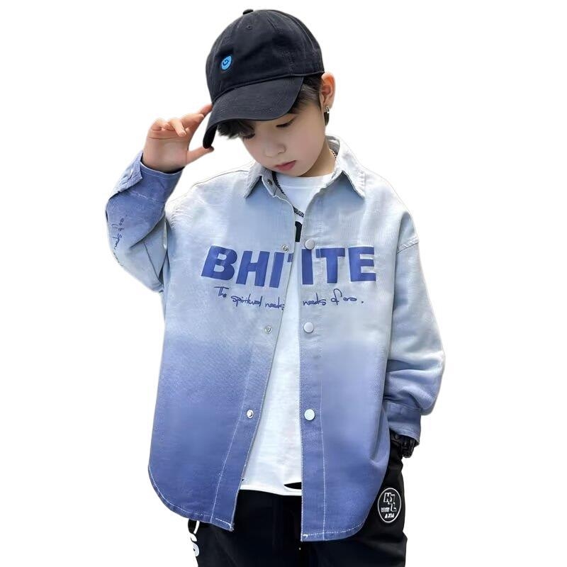 Cămașă pentru copii - stil coreean, guler rever, mâneci lungi, model în carouri, 80% poliester