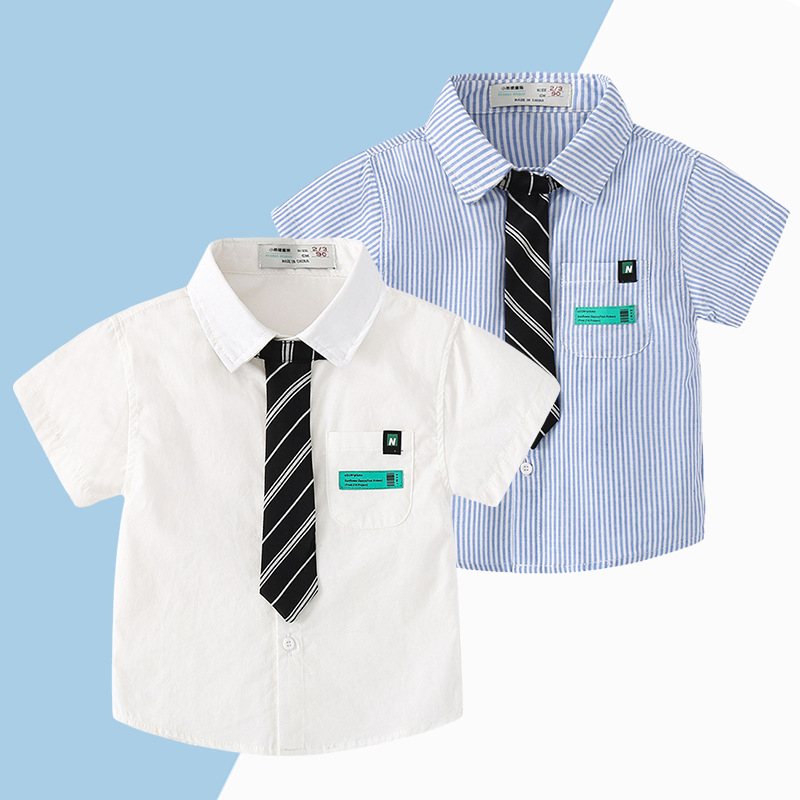 Dječja košulja od 100% pamuka, kratkih rukava, preppy stil, ljetna školska odjeća