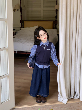 Cămașă pentru copii în stil coreean, 95% bumbac, guler rever, mâneci lungi, potrivită pentru primăvară și toamnă