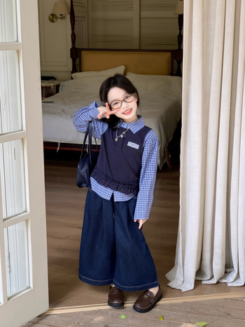 Cămașă pentru copii în stil coreean, 95% bumbac, guler rever, mâneci lungi, potrivită pentru primăvară și toamnă