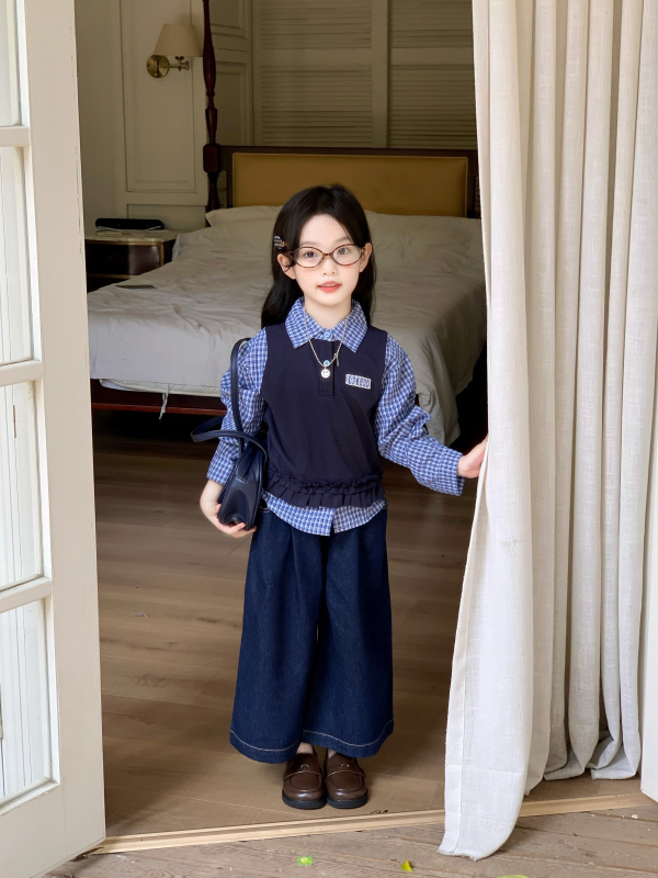 Cămașă pentru copii în stil coreean, 95% bumbac, guler rever, mâneci lungi, potrivită pentru primăvară și toamnă