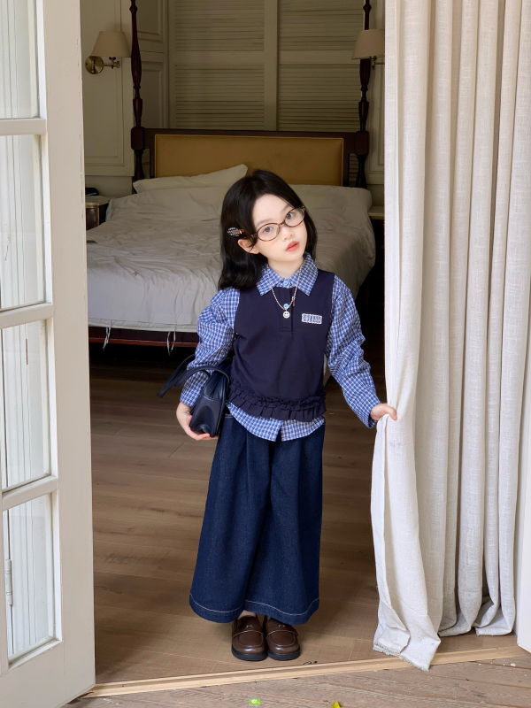 Cămașă pentru copii în stil coreean, 95% bumbac, guler rever, mâneci lungi, potrivită pentru primăvară și toamnă