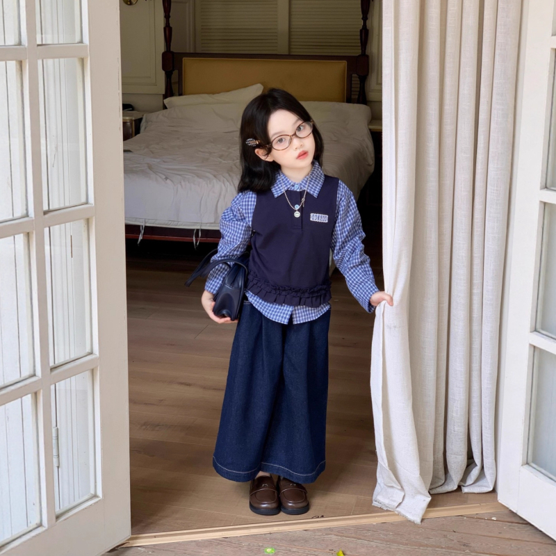 Cămașă pentru copii în stil coreean, 95% bumbac, guler rever, mâneci lungi, potrivită pentru primăvară și toamnă