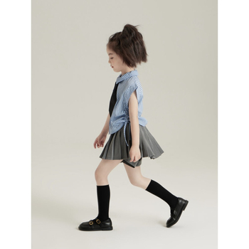 Cămașă pentru copii, stil colegiu, model în dungi, mâneci scurte, pentru nou-născuți