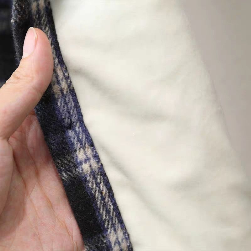 Dječja karirana košulja s flis unutarnjom podstavom, korejskog stila, četvrtasti ovratnik, dugi rukav, 70% poliester.