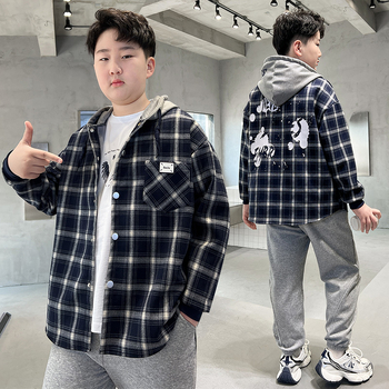 Dječja karirana pamučna košulа s dugim rukavima za proljeće i jesen, za djecu iznad 8 godina (visina 140 cm+), 85% pamuka.