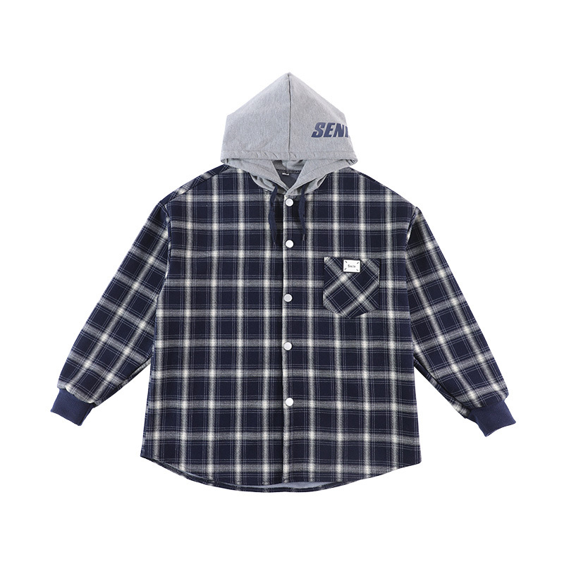 Dječja karirana pamučna košulа s dugim rukavima za proljeće i jesen, za djecu iznad 8 godina (visina 140 cm+), 85% pamuka.