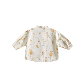 Cămașă pentru copii, stil coreean, guler rotund, model în carouri, mâneci lungi, 90% bumbac