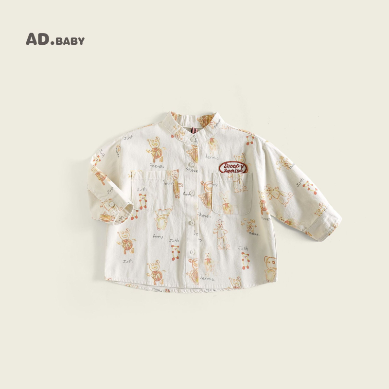 Cămașă pentru copii, stil coreean, guler rotund, model în carouri, mâneci lungi, 90% bumbac