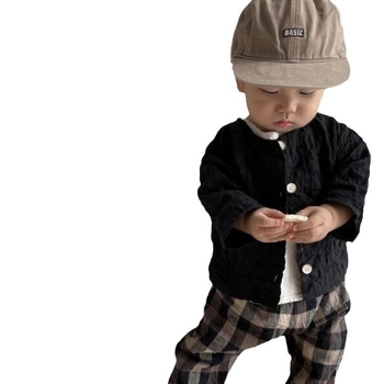 Cardigan tricotat pentru copii, guler rotund, mâneci lungi, culoare solidă, tricot de bumbac, pentru 1-3 ani