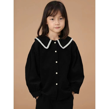 Dječja košulja s Lapel Collar, Corduroy pamuk, dugi rukavi, japansko-preppy stil
