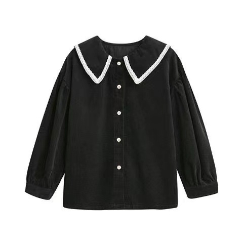 Dječja košulja s Lapel Collar, Corduroy pamuk, dugi rukavi, japansko-preppy stil