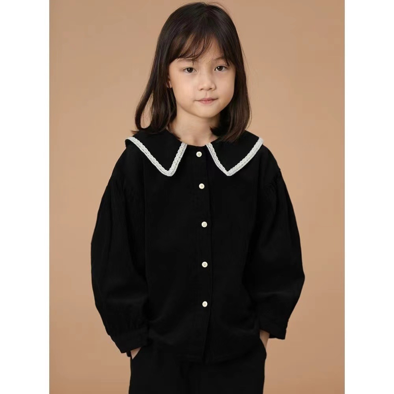 Dječja košulja s Lapel Collar, Corduroy pamuk, dugi rukavi, japansko-preppy stil