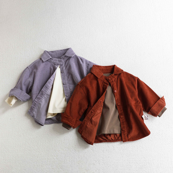 Dječja corduroy košulja-blejzer s dugim rukavima, korejski stil, rever ovratnik, meka pamuk tkanina 95%, vintage dojam