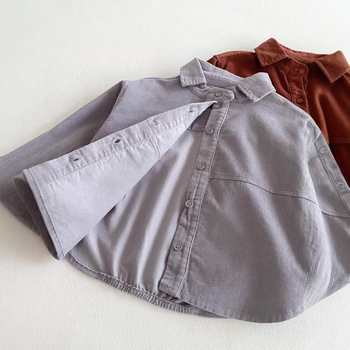 Dječja corduroy košulja-blejzer s dugim rukavima, korejski stil, rever ovratnik, meka pamuk tkanina 95%, vintage dojam