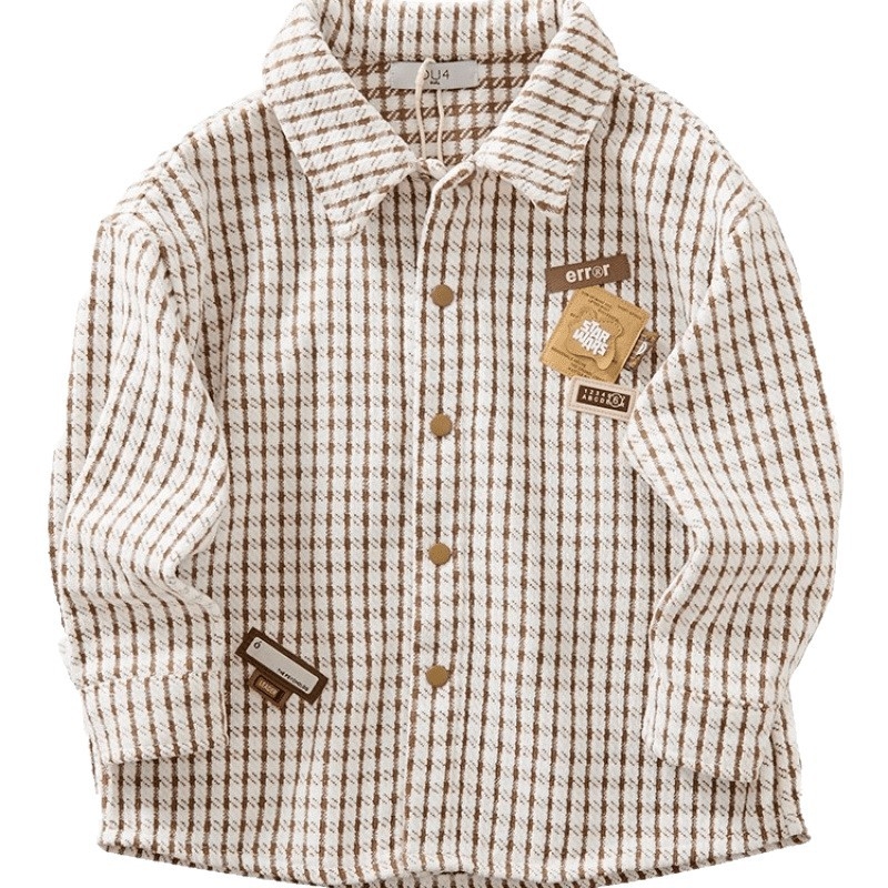 Dječja košuljo-jaknica za proljeće i jesen, dugi rukav, rever ovratnik, casual stil, poliester 95%