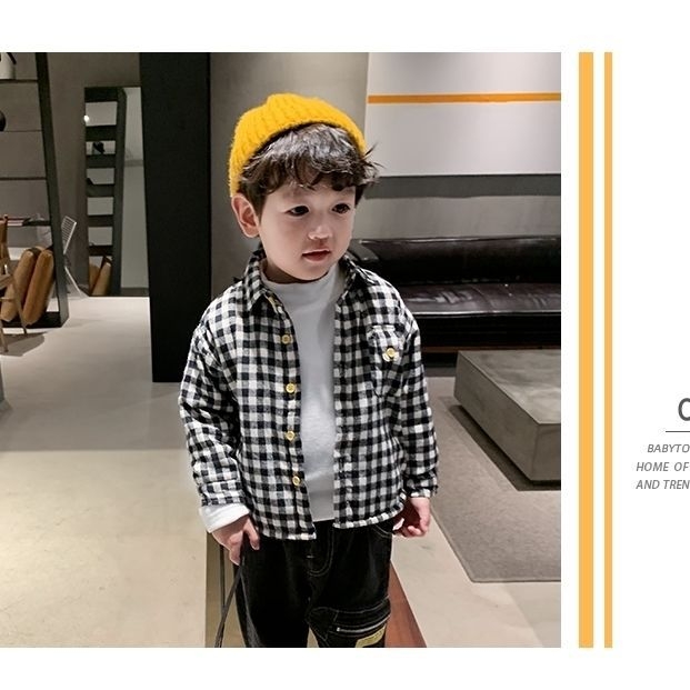 Dječja pamučna karirana košulja s reverom, dugi rukavi, za djecu 3–8 godina