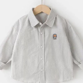 Cămașă pentru copii cu mâneci lungi, guler rever, model cu animale, pentru vârsta 3–8 ani