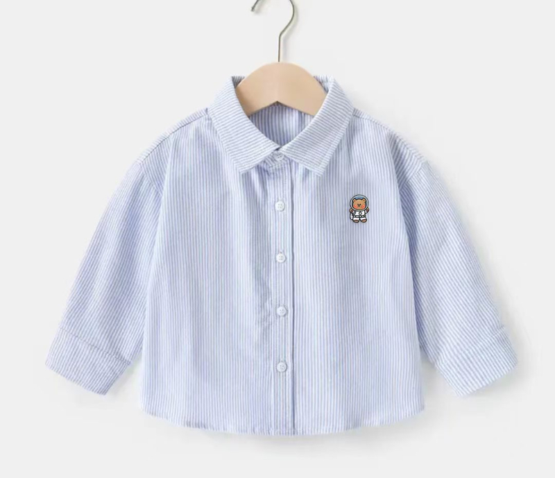 Cămașă pentru copii cu mâneci lungi, guler rever, model cu animale, pentru vârsta 3–8 ani