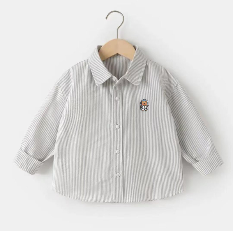 Cămașă pentru copii cu mâneci lungi, guler rever, model cu animale, pentru vârsta 3–8 ani