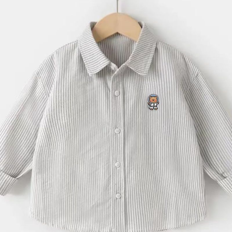 Cămașă pentru copii cu mâneci lungi, guler rever, model cu animale, pentru vârsta 3–8 ani
