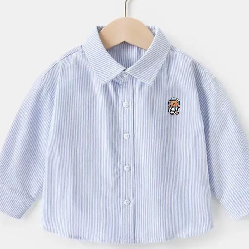 Cămașă pentru copii cu mâneci lungi, guler rever, model cu animale, pentru vârsta 3–8 ani