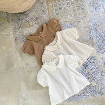 Dječja pamucna košulja kratkih rukava u korejskom stilu s ovratnikom tipa lapel