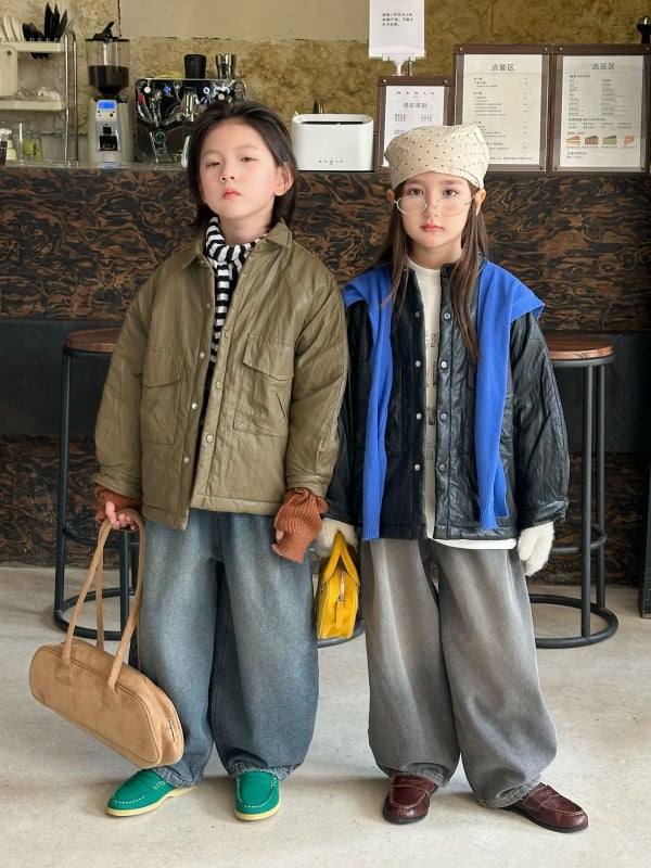 Dječja kožna jakna u korejskom stilu, PU koža, podstavljena pamukom, zimska kolekcija 2025, za djecu od 3 do 8 godina