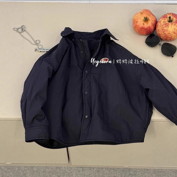 Dječja quiltirana košulja od poliestera, ležerni stil, dugi rukavi, kvadratni ovratnik, jednofarbni uzorak