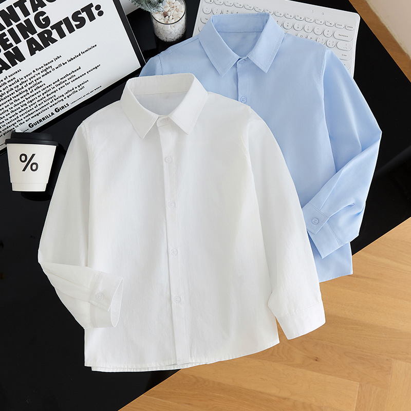 Dječja košulja s dugim rukavima, rever ovratnik, meka na dodir tkanina, 100% pamuk