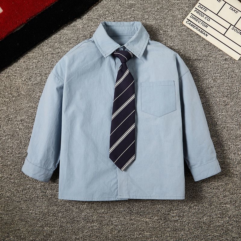 Gyerekeknek szóló Lolita stílusú hosszú ujjú ing, egyszínű mintázat nélküli, pamut 51-70%