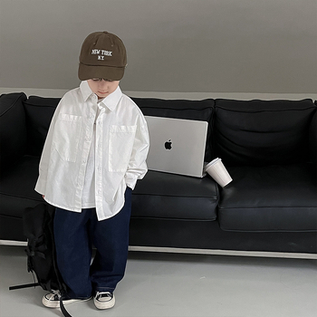 Dječja košulja s izvezkom, ovratnik s reverom, kratki rukavi, mješavina pamuka i poliestera, mekana obrada