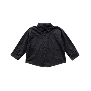 Dječja košulja s izvezkom, ovratnik s reverom, kratki rukavi, mješavina pamuka i poliestera, mekana obrada