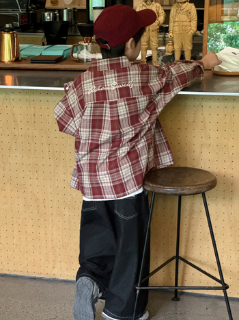 Dječja košulja kariranog uzorka s reverom, pamuk, korejski stil, uzrast 3–8 godina