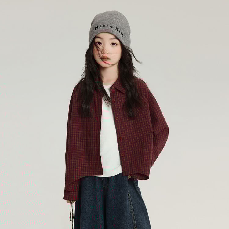 Dječja košulja – korejski stil, ovratnik turn-down, 100% pamuk, dugi rukav, jesen 2025