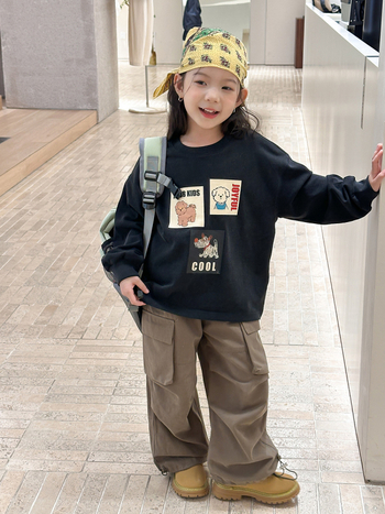 Dječji sweatshirt u korejskom stilu s okruglim izrezom, dugi rukavi, 100% pamuk, cartoon uzorak