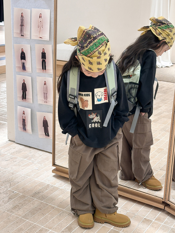 Dječji sweatshirt u korejskom stilu s okruglim izrezom, dugi rukavi, 100% pamuk, cartoon uzorak