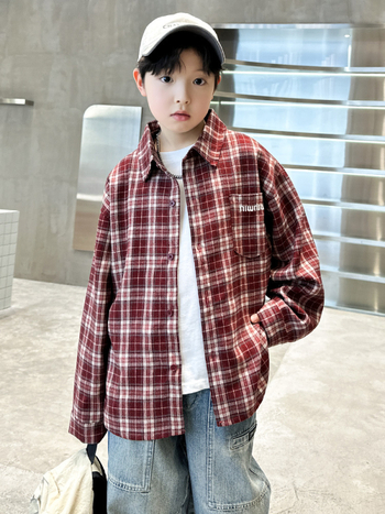 Dječja košulja s karom, korejski stil, pamuk