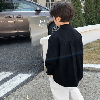 Dječja košulja - Korejski stil, ovratnik s reverom, dugi rukav, jesen, uzrast 3–8 godina