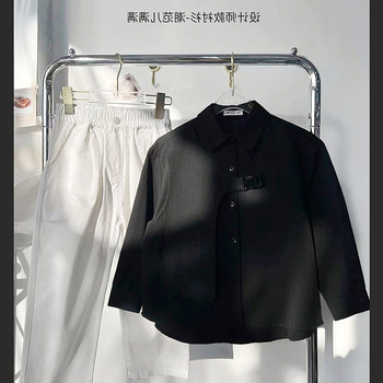 Dječja košulja - Korejski stil, ovratnik s reverom, dugi rukav, jesen, uzrast 3–8 godina